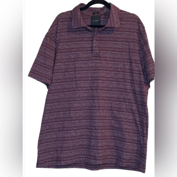 01.Algo Stitch Fix Mens Polo Shirt Size 2XL Maroon Striped Short Sleeve Classic - Picture 2 of 7